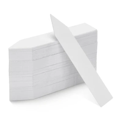 Afbeelding van KINGLAKE 100 stuks plantenbordjes, wit, plantensteker, kunststof tuinbordjes met 1 marker om te beschrijven, weerbestendig, plantenetiketten voor buiten, 10 x 2 cm