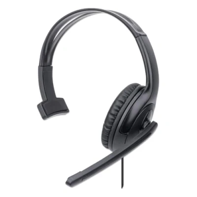 Afbeelding van Manhattan 180498 hoofdtelefoon/headset Bedraad Hoofdband Kantoor/callcenter USB Type A Zwart