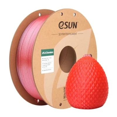 Afbeelding van eSUN Kameleon PLA filament 1.75mm, Glitter 3D printer filament, kleurverloop verandering dimensionale nauwkeurigheid +/ 0.05mm, 1KG spoel (2.2 LBS) voor printers, Framboos Rood