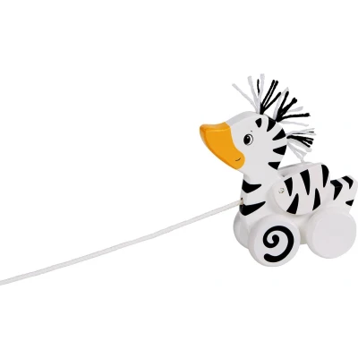 Afbeelding van Goki Pull along animal, zebra duck 16 x 5