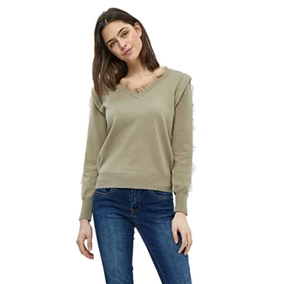 Afbeelding van Desires Dames Kaiona Lace Trui, Winter TWIG Sand, S