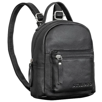 Afbeelding van STILORD &#039;Tiny&#039; Kleine Rugzak Dames Leren Vrouwen Lederen City Backpack Vintage Daypack Dagrugzak Echt Leer, Kleur:zwart