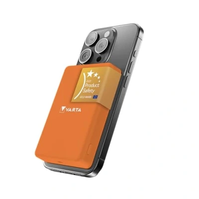 Afbeelding van VARTA Power Bank 5.000mAh, magnetische draadloze powerbank, Mag Pro on Demand, draadloos, 7,5W, oplader met USB Type C, compatibel MagSafe &amp; Qi standaard (iPhones Android), orange
