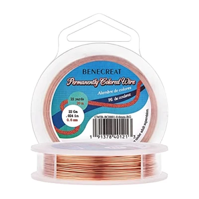 Afbeelding van BENECREAT Aanslagbestendige koperdraad, 22 gauge (0,6 mm), sieradendraad, 20 m