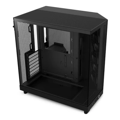 Afbeelding van NZXT H6 Flow CC H61FB 01 Compacte Mid Tower luchtstroomkast met twee kamers Panoramisch glazen panelen Krachtige luchtstroompanelen Inclusief 3 x 120 mm ventilatoren Zwart
