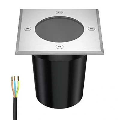 Afbeelding van ledscom.de Inbouwlamp RELI voor buiten, IP67, roestvrij staal, hoekig, 11 x 11cm, 1x GU10 max. 15W, Led, tuin, Gu10, grondspot, grond, verlichting
