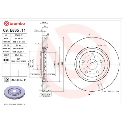 Afbeelding van Brembo Remschijven 09.E835.11