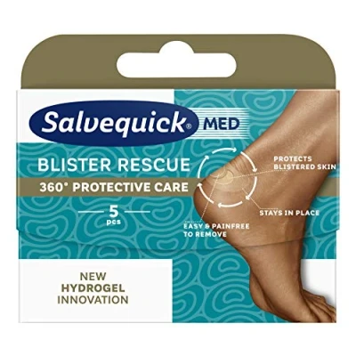 Afbeelding van Salvequick ® Blister Rescue 5 Hydrogel wondkussen voor voetbellen drukontlasting. Eenvoudig en pijnloos verwijderen eenheden in verschillende maten een 360 hielbescherming verzorging