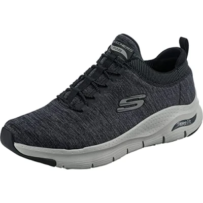 Afbeelding van Skechers Arch Fit Waveport Sneaker voor heren, Zwarte Mesh Grijze Trim, 39.5 EU