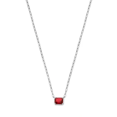 Afbeelding van zilver gerhodineerd collier rood zirkonia 40 + 4 cm 1337782