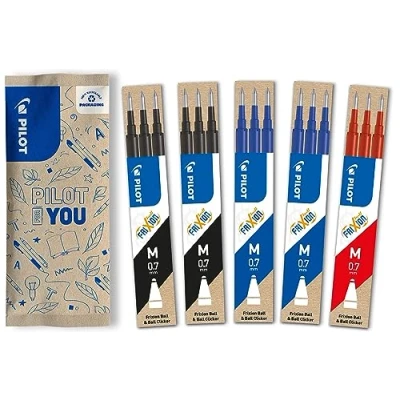 Afbeelding van Pilot Frixion rollervulling 0.7, vulling, 15 stuks blauw/zwart/rood.