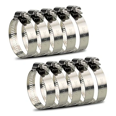 Afbeelding van InduSKY 10 Stuks Verstelbare RVS Slangklemmen 27 51mm Worm Drive Slangklem Wormaandrijfleidingen 304 Roestvrijstalen voor Thuis Gasleiding Waterleiding Tank Slang Pijp