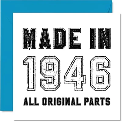 Afbeelding van 78e verjaardagskaart voor mannen vrouwen hem haar gemaakt in 1946 alle originele onderdelen grappige achtenzeventig achtste opa oma mama papa, 145 mm x humor