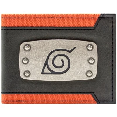 Afbeelding van Konoha Village Ninja Hoofdband Metalen Badge Embleem Portemonnee/Beurs Tweevoudig voor ID &amp; Kaarthouder, Zwart