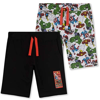Afbeelding van Marvel jongens shorts, sportshorts met Avengers Iron Man Captain America Hulk en Thor, casual zomer joggingshorts, cadeaus voor tieners, Zwart, 9 10 jaar