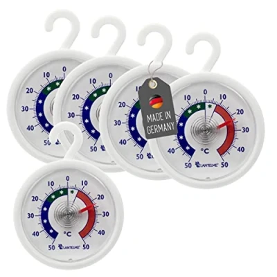 Afbeelding van Thermometerwelt 5 stuks koelkastthermometerset met haken om op te hangen, ook voor vriezer, koeltoonbank, wijnkast, analoge koelkastthermometer, 4951