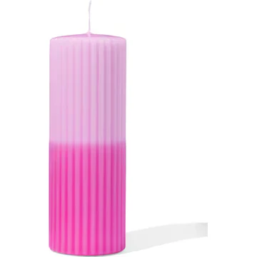 Afbeelding van HEMA Stompkaars Ø7x19cm Ribbel Lichtroze felroze (roze)