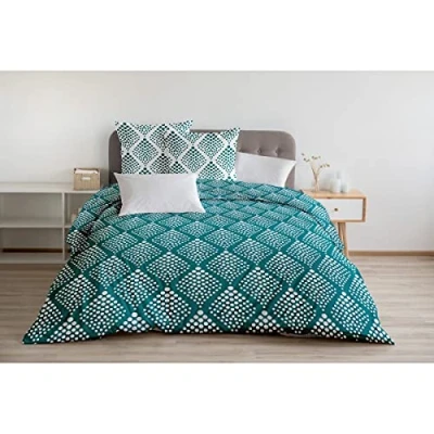 Afbeelding van Home Linge Passion Dekbedovertrek 3 delig 100% katoen 57 draden 2 personen 220 x 240 cm Fibula imperial Green, Wit