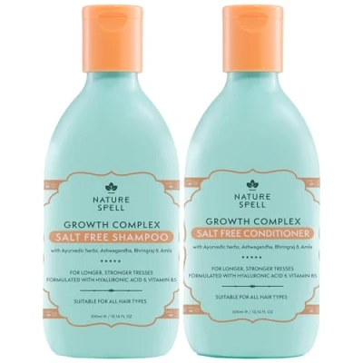 Afbeelding van Nature Spell Haargroei Shampoo en Conditioner Set 300ml x 2 Groei Complex Sulfaatvrije Sets Verbetert Sterkte, Glans &amp; Volume