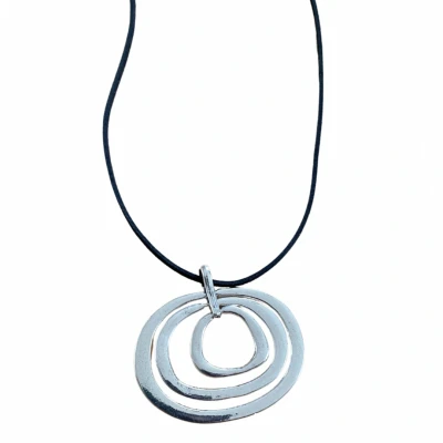 Afbeelding van Lange ketting moderne hanger zilverkleur Charme Bijoux