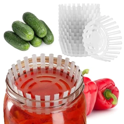 Afbeelding van KADAX Rijstgewicht voor weckpotten, kunststof fermentatiedeksel, voedselverzwaring met net zuurkool, kimchi en komkommers, gisthulp (fi 100 mm/10 stuks)