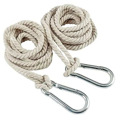 Afbeelding van YURRUON Boomschommel touwen, 2 stuks hangmat opknoping touw verstelbare schommel haken riem tuinmeubelen accessoires (4 m enkele touw)
