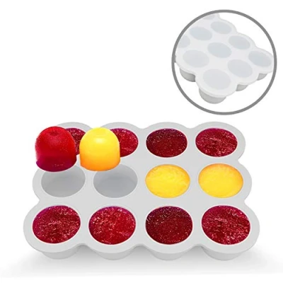 Afbeelding van Siliconen diepvriezerlade voor babyvoeding opslag met sluiting, 2 stuks 12 blokjes en 10 kubussen, individuele 80 ml per kubus, BPA vrije herbruikbare containers groente, fruitpuree, moedermelk magnetron, oven