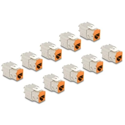 Afbeelding van Delock Keystone Modul RJ45 Buchse zu LSA Cat.6A werkzeugfrei orange Se