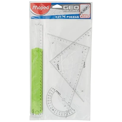 Afbeelding van Maped 227835 Tekenset, 4+1 liniaal, 30 cm, tekendriehoek, geodriehoek, gradenboog en 20 verschillende kleuren