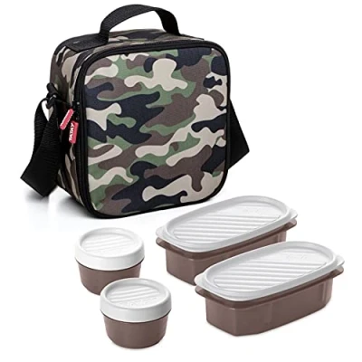 Afbeelding van Tatay Urban Food Casual koeltas voor levensmiddelen, 3 l inhoud, met 4 luchtdichte Tuppers (2 x 0,5 l, 2 0,2 l) camouflage, afmetingen: 22,5 10 22 cm