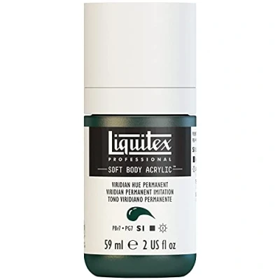 Afbeelding van Liquitex 1959398 Professional Acrylfarbe Soft Body Künstlerfarbe in cremiger deckender Konsistenz, hohe Pigmentierung, lichtecht &amp; alterungsbeständig, 59ml Flasche Viridian Perm. Imit.