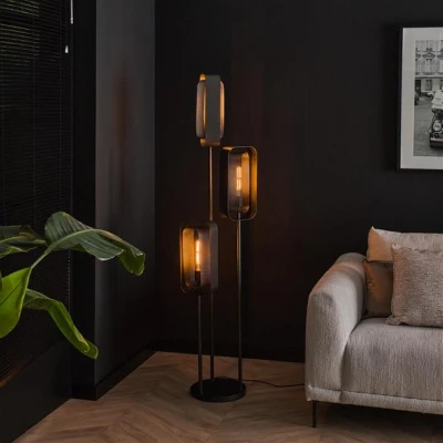 Afbeelding van Hoyz Collection Vloerlamp 3L Mesh Rotate Artic Zwart