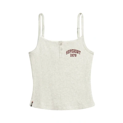 Afbeelding van Superdry Athletic Essentials Graphic Button CAMI Top, Dames, Maat: 38, Iced grey marl