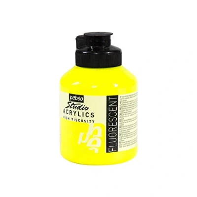 Afbeelding van Pébéo Acryl fijne studio kunststoffen meerlaagse kleur voor je creativiteit acrylverf fluorescerend geel 500 ml