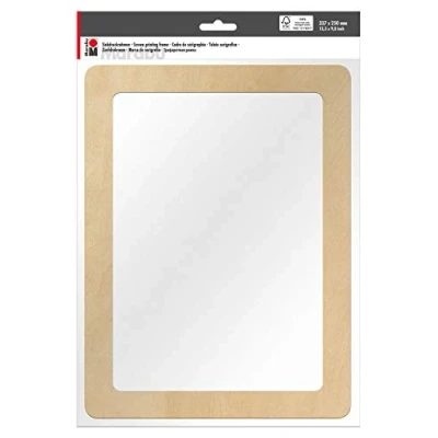 Afbeelding van Marabu 0173000000061 zeefdruk frame van FSC gecertificeerd hout, ca. 33,7 x 24,9 0,5 cm groot, met 51T zeefweefsel, ideaal voor textieldruk watergedragen drukken, kleurrijk, één maat