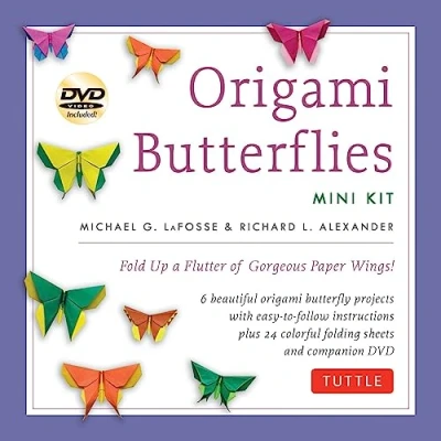Afbeelding van Origami Butterflies Mini Kit /anglais: Fold Up a Flutter of Gorgeous Paper Wings!: with Book, 6 Fun Projects, 32 Papers and Instructional DVD