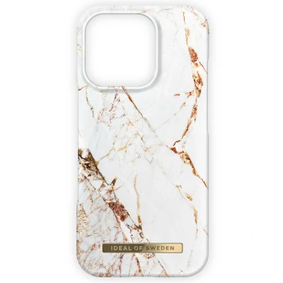 Afbeelding van Apple iPhone 16 Pro Hoesje Kunststof iDeal of Sweden Hardcase/Backcover Carrara Gold Telefoonhoesje