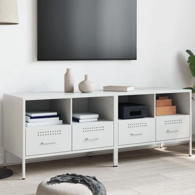 Afbeelding van vidaXL Tv meubelen 2 st 68x39x50,5 cm koudgewalst staal wit