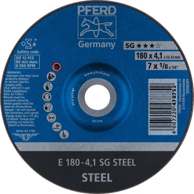 Afbeelding van PFERD 62217426 E 180 4,1 SG STEEL Afbraamschijf gebogen Diameter mm Boordiameter 22.23 Staal 10 stuk(s)