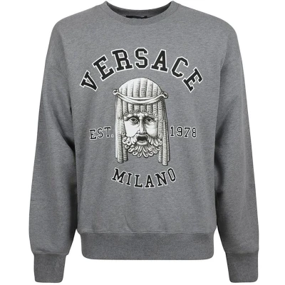 Afbeelding van Cotton Crewneck Sweatshirt with Ribbed Trims and Front Graphic Print