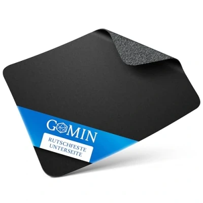Afbeelding van GOMIN muismat: 28 x 20 cm gaming muismat anti slip, naadloze randen, verbetert snelheid en precisie, bureauonderlegger ideaal voor pc, laptop, thuiskantoor kantoor, zwart