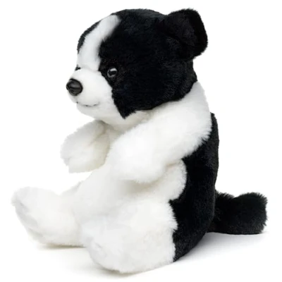 Afbeelding van Uni Toys Border Collie, zittend 17 cm (hoogte) pluche hond dier, knuffeldier
