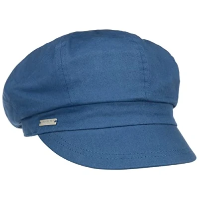 Afbeelding van Seeberger Azalee Ballonmuts Dames Cap Newsboy muts Balloncap Katoen Zomercap (One Size blauw), blauw