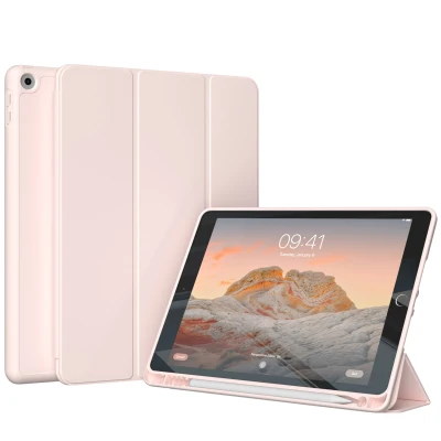 Afbeelding van Apple iPad 6 (2018) 9.7 inch Hoes: Accezz Smart Silicone Bookcase Roze Kunstleder Tablet Hoezen