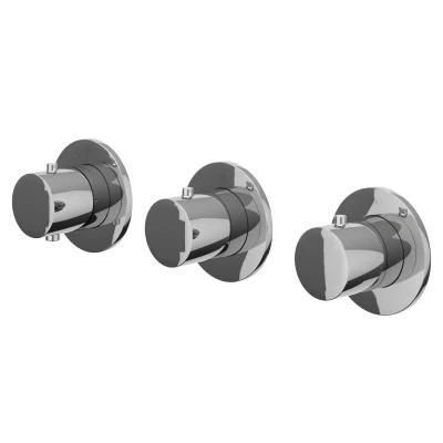 Afbeelding van IVY Bond afbouwdeel inbouwthermostaat 2 stopkranen symmetry Chroom Minimalistisch design Tijdloze uitstraling