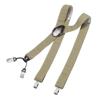 Afbeelding van DonDon herenbretels 3,5 cm breed 4 clips van bruin leer in Y vorm elastisch en verstelbaar Rhomb licht