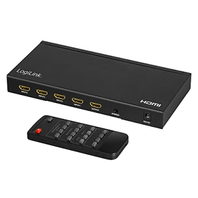 Afbeelding van LogiLink HDMI schakelaar 4x1 poort, Multiviewer, 4K/30 Hz, Scaler, Naadloos, RC, Schakeldoos