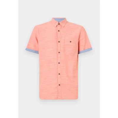 Afbeelding van TOM Tailor Structured Slubyarn Shirt Overhemd Brick orange, Heren, Maat: XS, orange