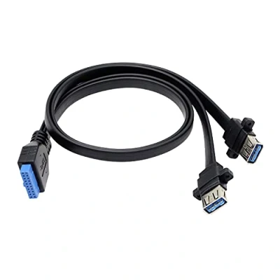 Afbeelding van XMSJSIY USB 3.0 Voorpaneel Kabel Moederbord 19/20pin naar Vrouwelijke Splitter Adapter Extension Connector (50cm)