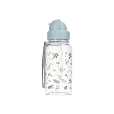 Afbeelding van Tutete Drinkfles voor kinderen met zacht rietje, intrekbaar, Tritan waterfles, 500 ml, BPA vrij, vaatwasmachinebestendig, draaggreep en lekvrij, gemakkelijk te openen Leaves Blue